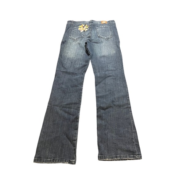 Akademiks Denim - Akademiks Jeans Womens 31 Blue Dark Wash Embroidered Star Flare Leg Denim